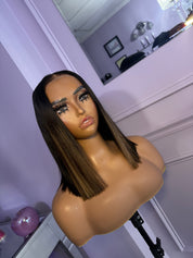 12” 5x5 Lace Closure Bob Wig/ Highlights in front.