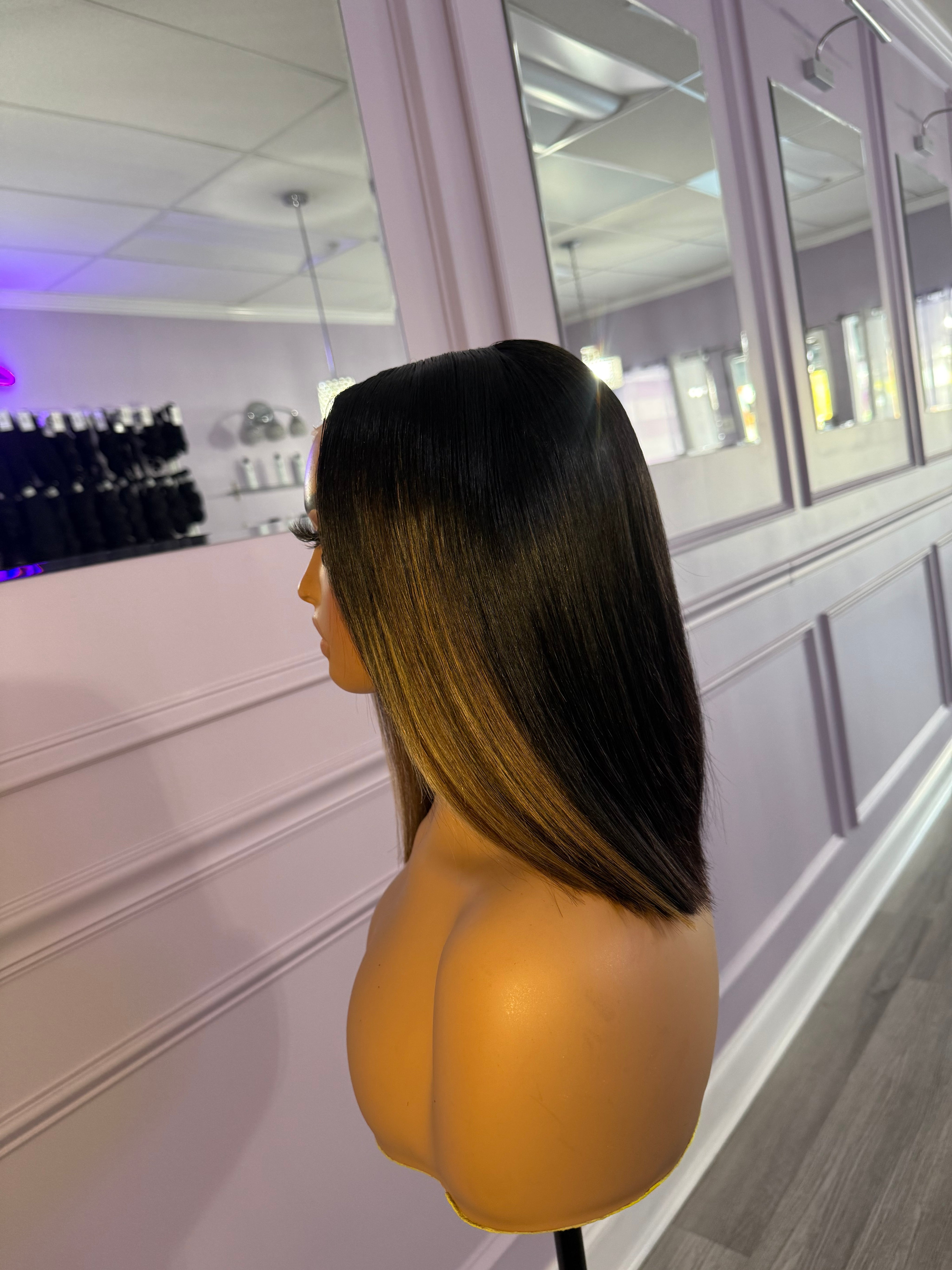 12” 5x5 Lace Closure Bob Wig/ Highlights in front.